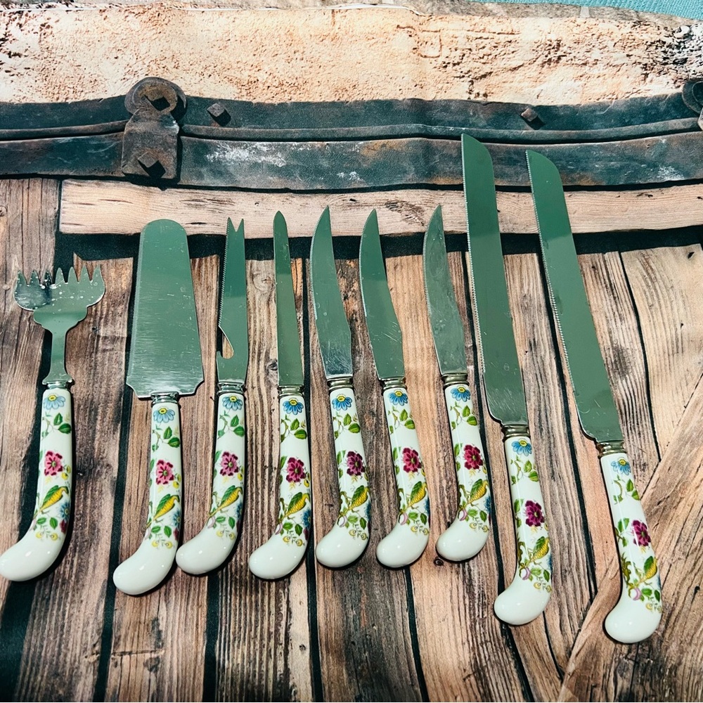 Prill Sheffield England Porcelain Handle Knife Assorted Random Set Lot Knives